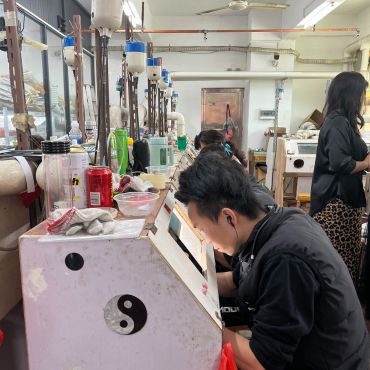 Polishing with fabric wheel
